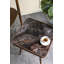 17.3X17.3X18" Square Side Table With Glass Top, Marbled Design, And Gold Iron Legs