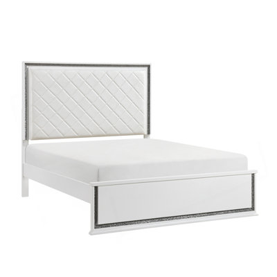Contemporary Glam White Finish Bed Upholstered Headboard LED Light 8-Colors Bedroom Furniture 1Pc