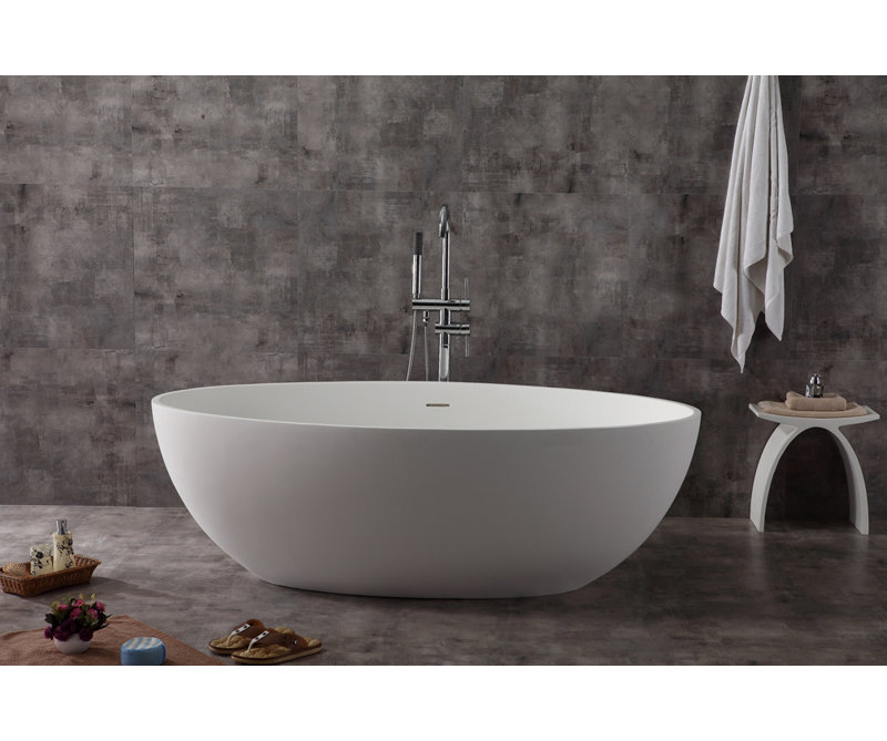 67'' Matte White Resin Freestanding Soaking Bathtub