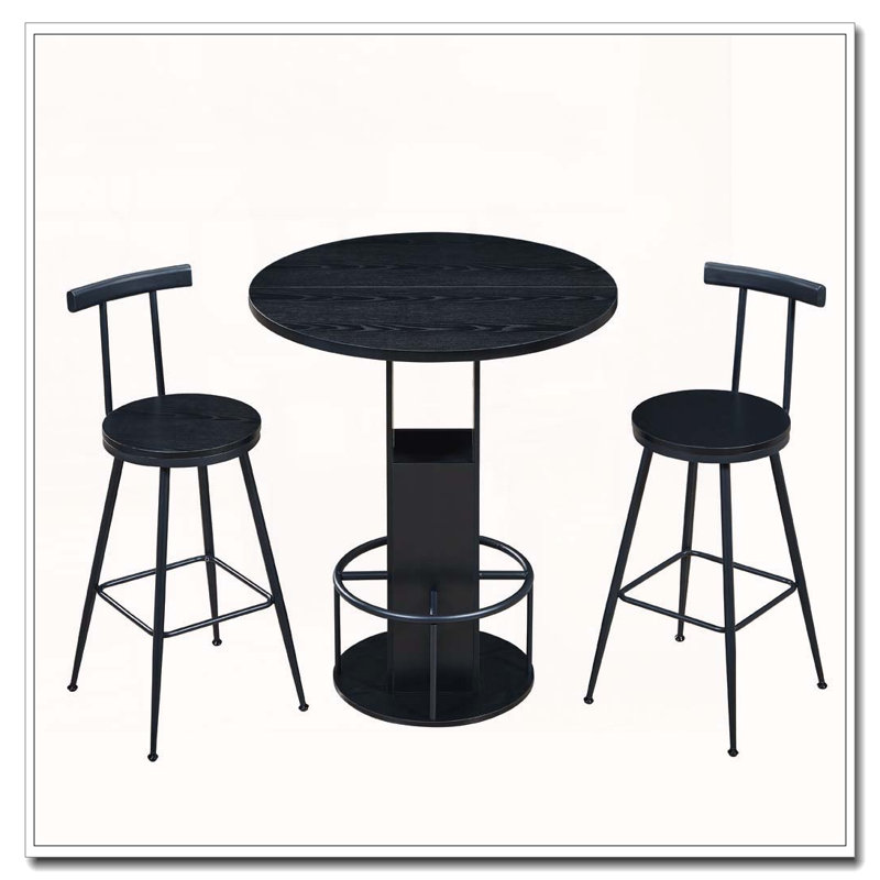 Ensemble de table de bar et tabouret 3 pièces, Noyer