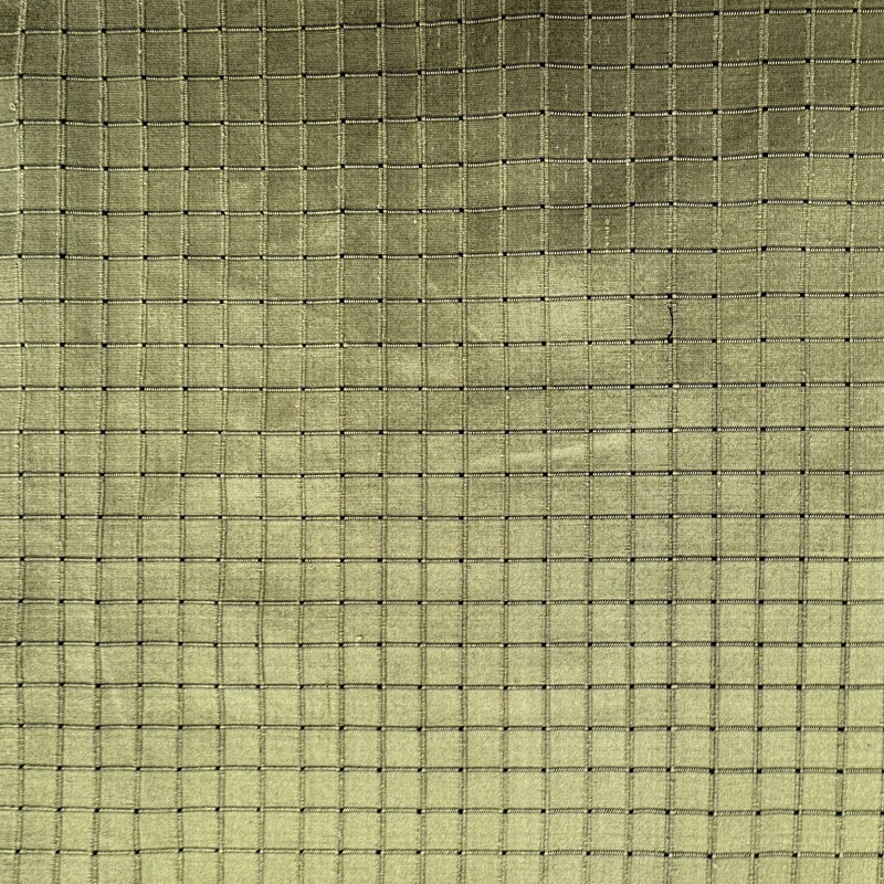 Rashid Fabric | Solid Small Square Geometric Silk Fabric | Drapery & Curtain Fabric, Arbor