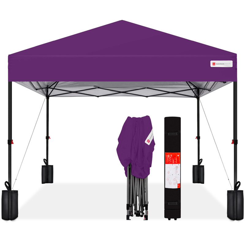 Best Choice Products Easy Setup Pop Up Canopy W/ 1-Button Setup, Wheeled Case, 4 Weight Bags, 12ft x 12ft, Amethyst Purple