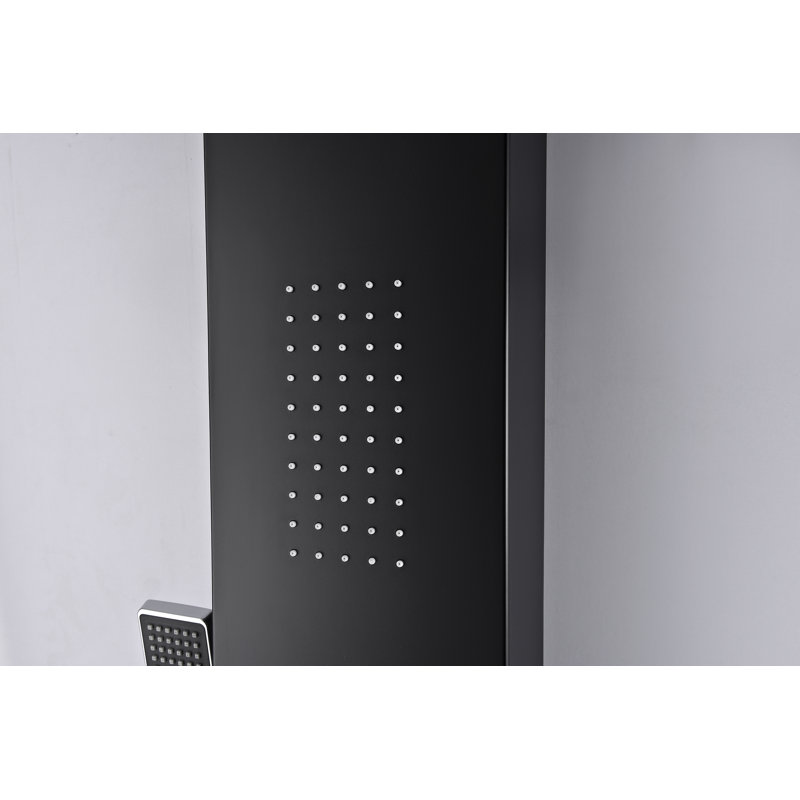 Black Aluminum 66'' Shower Panel with Rain Shower Head