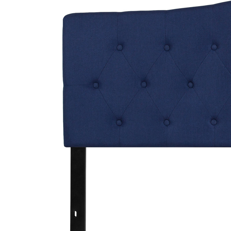 Tête de lit tapissier arquée capitonnée à boutons Ciriaca, Très grand, Bleu marine
