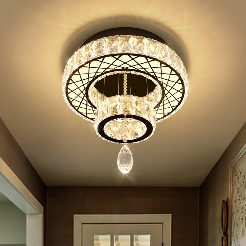 Lustre moderne en cristal à intensité variable, 12 in, Noir mat