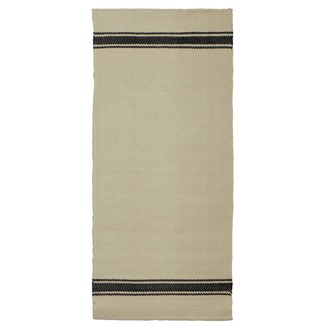 Handgefertigter Teppich Ferncliff aus Baumwolle in Beige/Schwarz