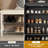 Large Capacity Rattan Shoe Cabinet with 2 Doors in Black - 32.4" W x 14.8" D x 41" H  Storage with Adjustable Shelves for Entryway. Hallway or Living Room