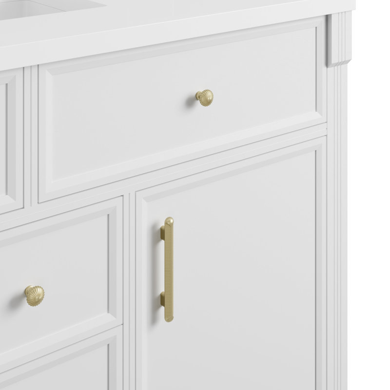 Bellshire 120" W Dual Vanity Set with 24" Make-Up Counter w/ FreePower Wireless Charger, Parisien Bleu, Bright White