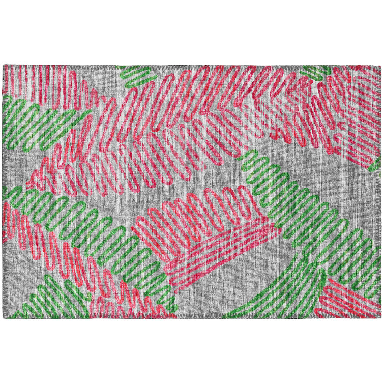 Chenille Washable Abstract Indoor / Outdoor Rug