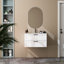 Armoire de meuble-lavabo 31,5 "avec lavabo, armoire flottante murale avec ligne décorative, système de fermeture en douceur, 2 très grands tiroirs, bois massif, pour la salle de bain