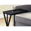 Table de bout moderne avec base coulissante, surface en stratifié noir, pour le côté, ensemble de 9 lb, base latérale contemporaine à assembler, structure en métal et plateau rectangulaire