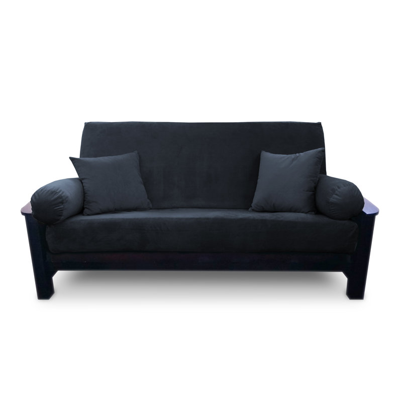 Housse de futon - texture chenille Samantha, Grand, Mélange de polyester noir