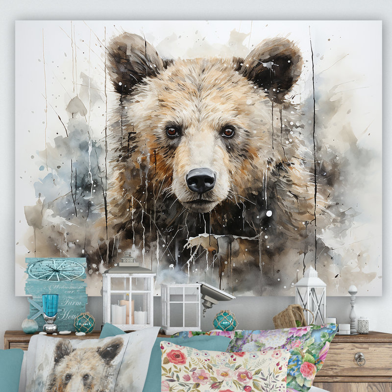 Bear Portrait Necessities On Canvas Print, Wrapped Canvas, 16" H x 32" W x 1" D