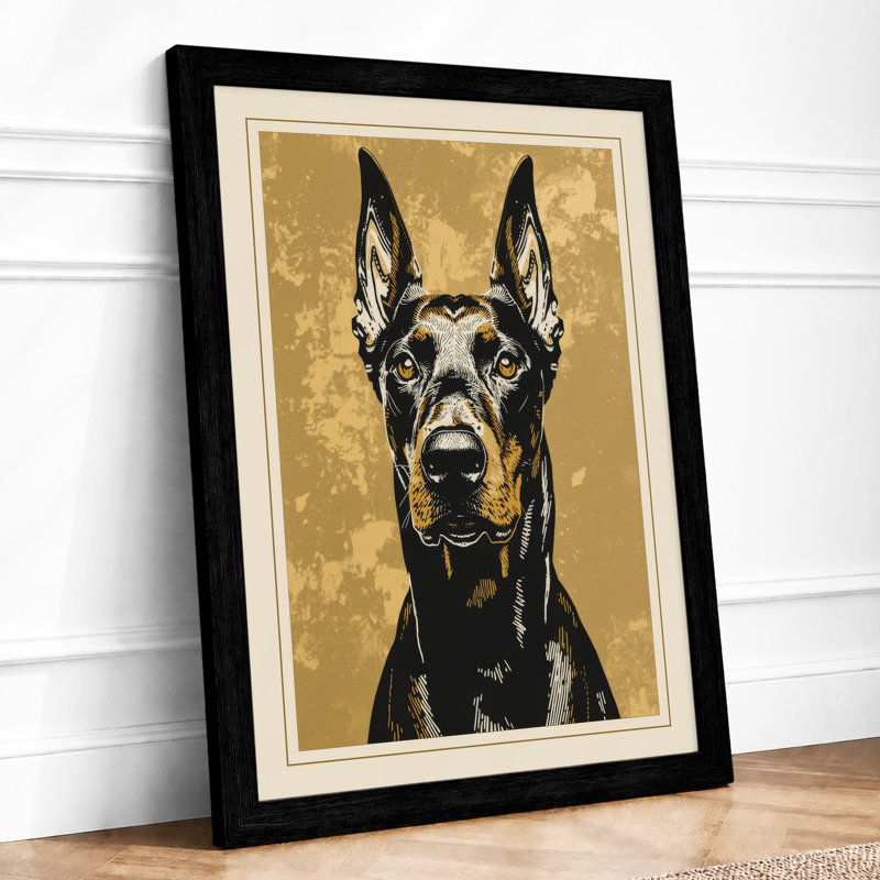Dignified Doberman Modern - Framed Print, A3 - 42.0 x 29.7 cm, Black