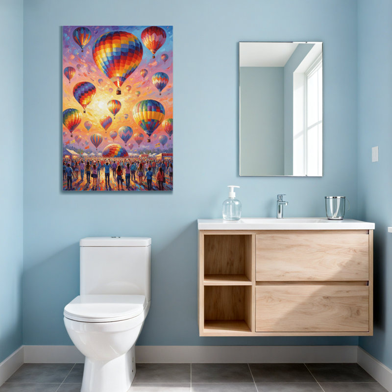 Paysage et nature, montgolfières colorées, ciel flottant, H 36 po x l 24 po