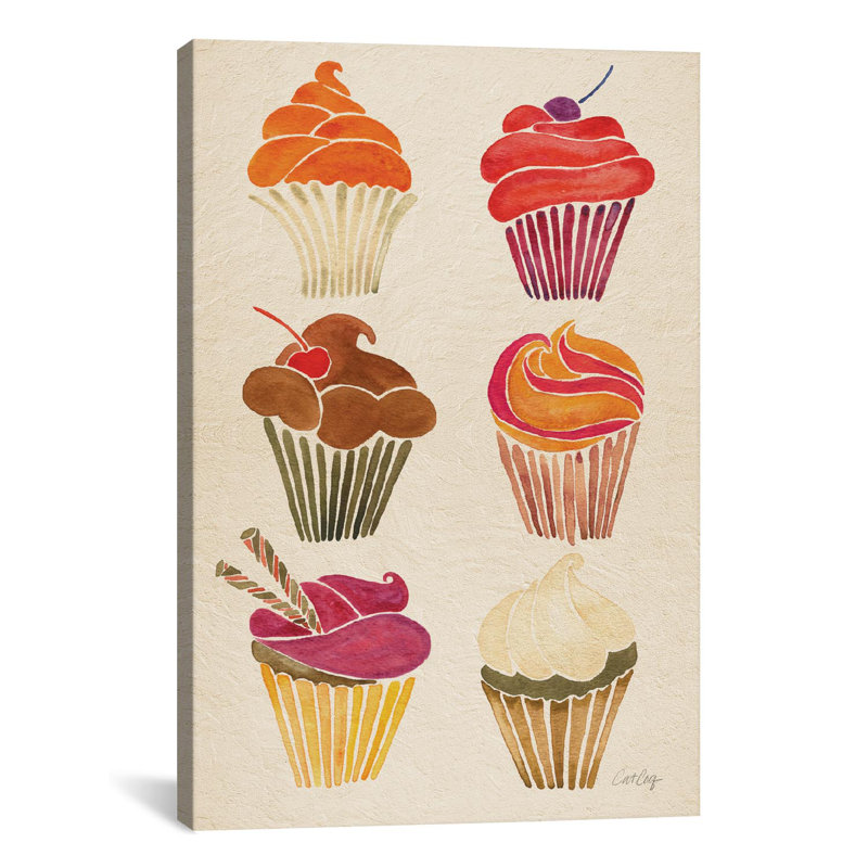 «Cupcakes» - Impression sur toile tendue, H 12 po x l 8 po x P 0,75 po, Toile tendue, Pas de tapis