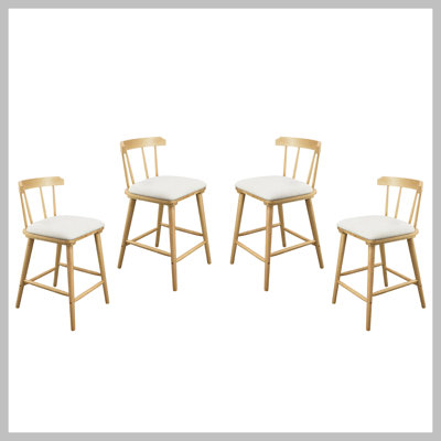 Ensemble de 4 tabourets de comptoir rembourrés en bois Olivia