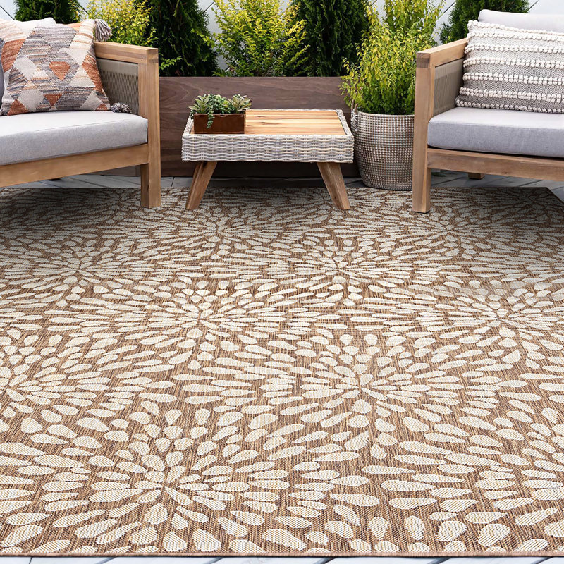 Tapis d'intérieur / extérieur brun Aryanna, Rectangle 5 pi 3 po x 7 pi 3 po