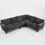 Canapé modulaire 6 places en chenille gris foncé 109,5 po avec roulettes, rivets et revêtement-1857902766