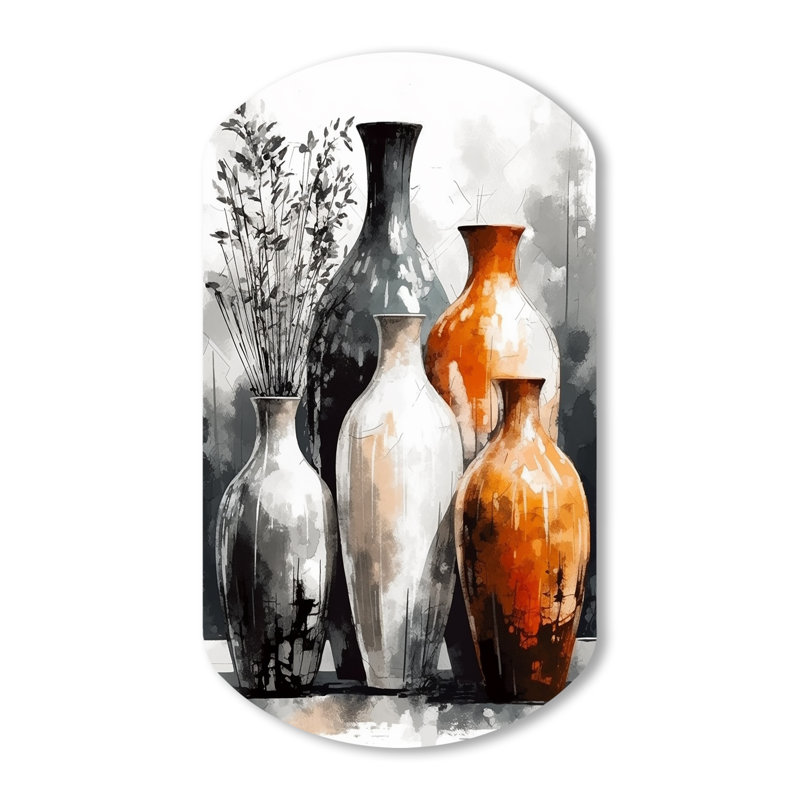 Vase en terre cuite dorée brune et dorée Dorus, H 43 po x l 23 po x P 1 po