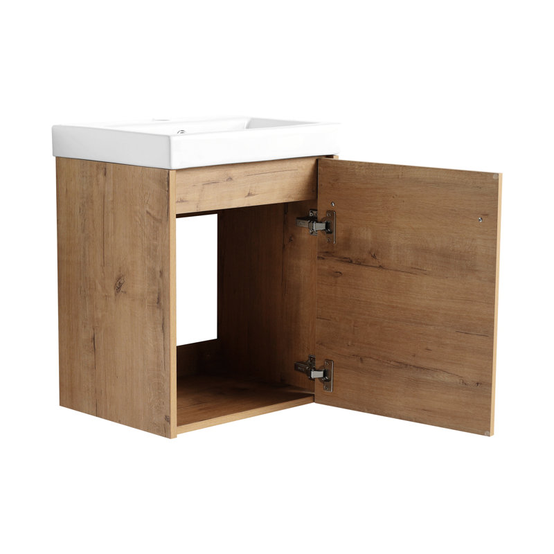 Ensemble de meuble-lavabo mural moderne 30 po avec lavabo en céramique