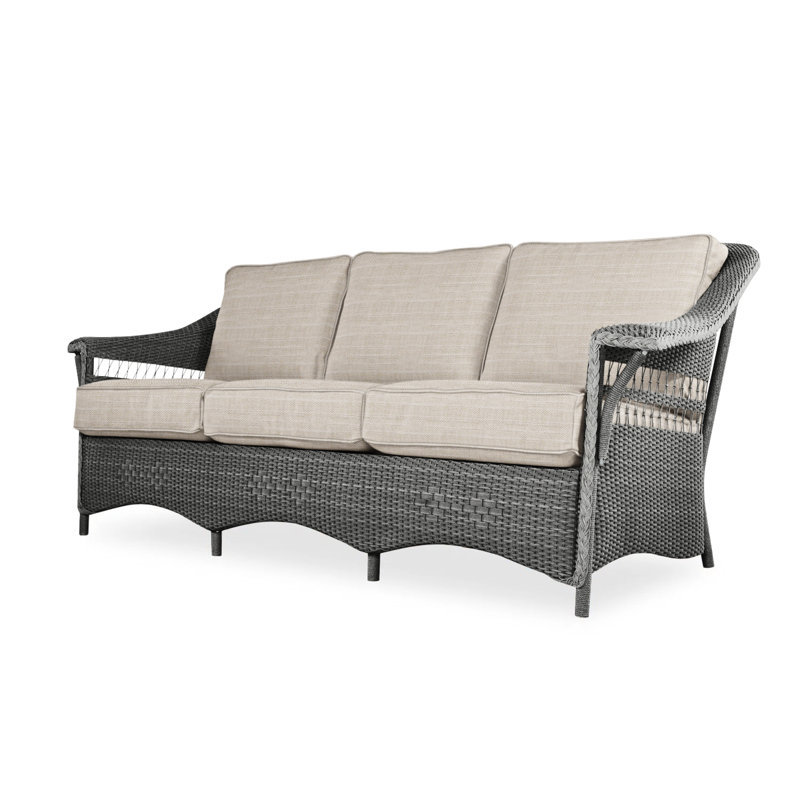 Nantucket Outdoor 3 - Seat Patio Sofa, Rollo Linen, Matte White