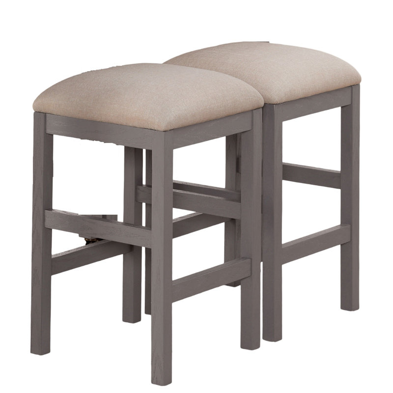 Ensemble de tabourets de ferme rustiques 2 pièces avec sièges rembourrés en tissu pour la cuisine et la salle à manger, durables et élégants
