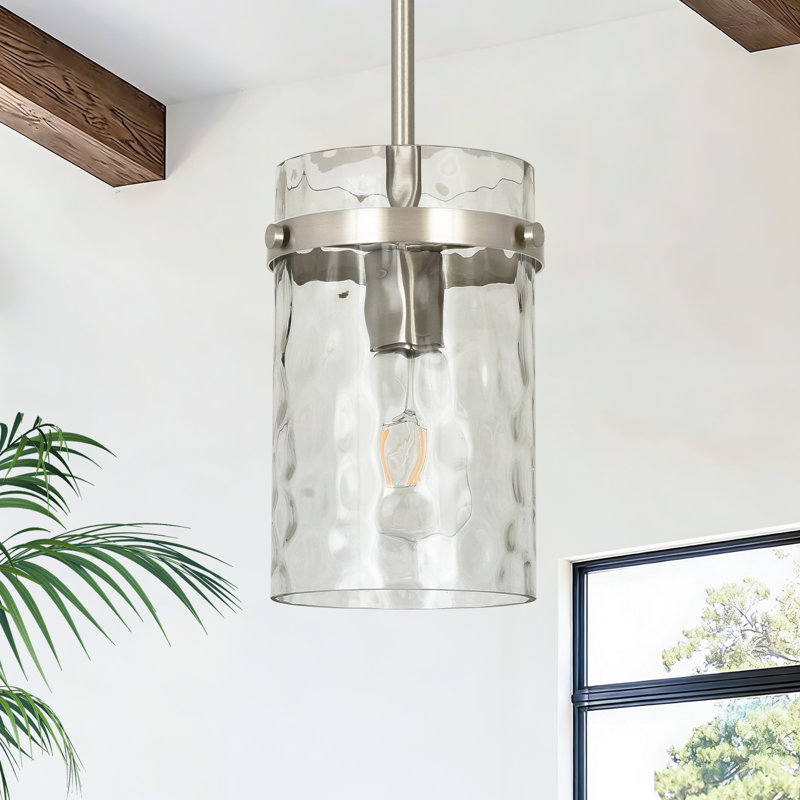Luminaire suspendu moyen en verre 1 lumière 5,1 "pour évier, Nickel brossé