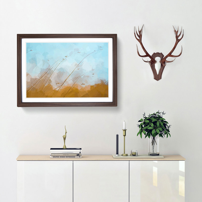 Blades of Grass in Abstract - Picture Frame Graphic Art Print, 36cm H x 48cm W x 2cm D, Walnut Framed