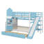 Lit superposé Castle Design avec 2 tiroirs, 3 tablettes et glissade-98892298-98892302