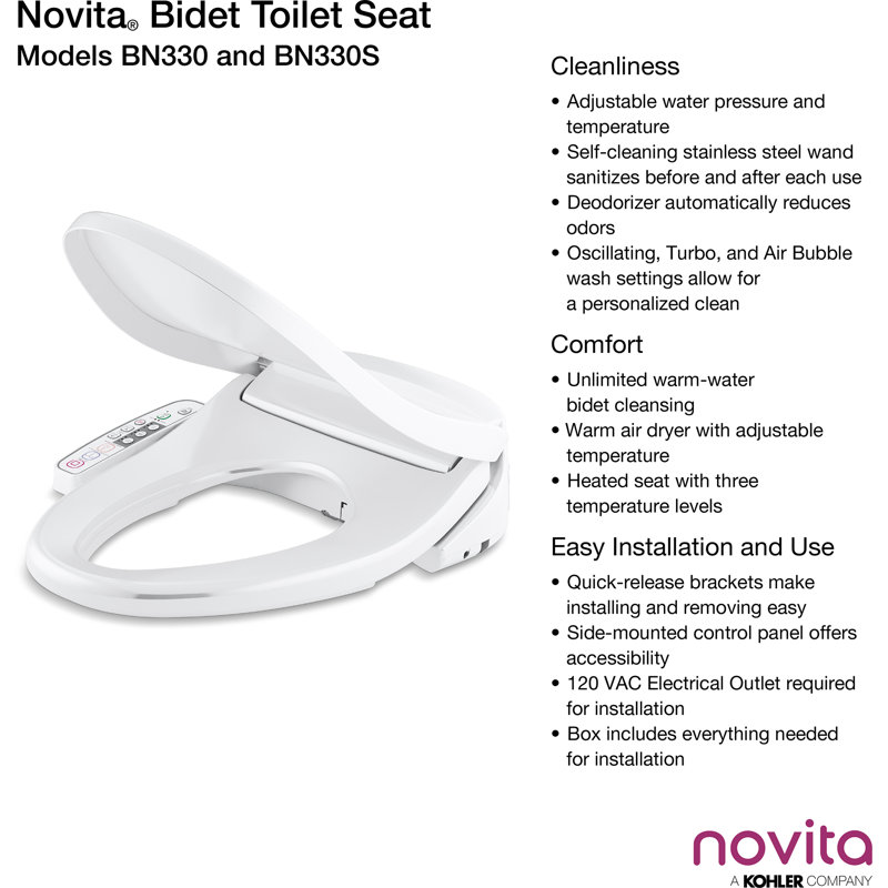 Kohler Novita Round-front Cleansing Toilet Seat White