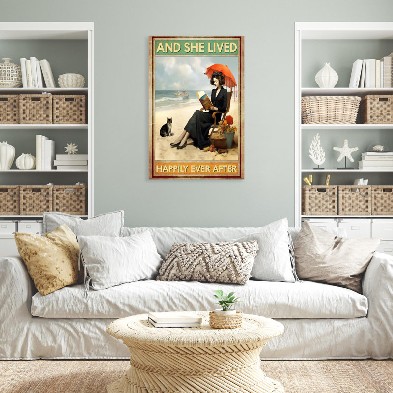 «Beach And She Lived Happily Ever After», reproduction d'art graphique sur toile tendue 1 pièce