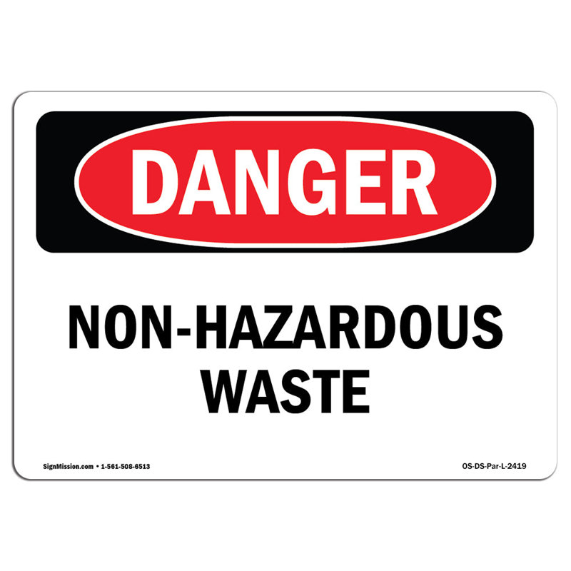 Panneau en aluminium pour déchets non dangereux 12 x 18, H 18 po x l 24 po x P 0,1 po