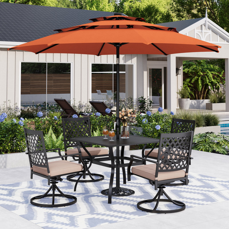 Alyah 4 - Person Patio Dining Set with Square Table , Cushions Included