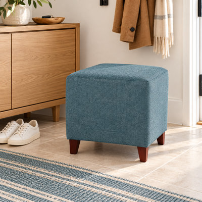 Tabouret carré rembourré en polyester de 41,4 cm (16,3 po) avec pieds en bois massif
