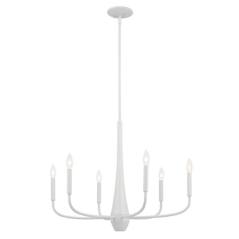 Deela 6 - Light Steel Dimmable Classic / Traditional Chandelier, White