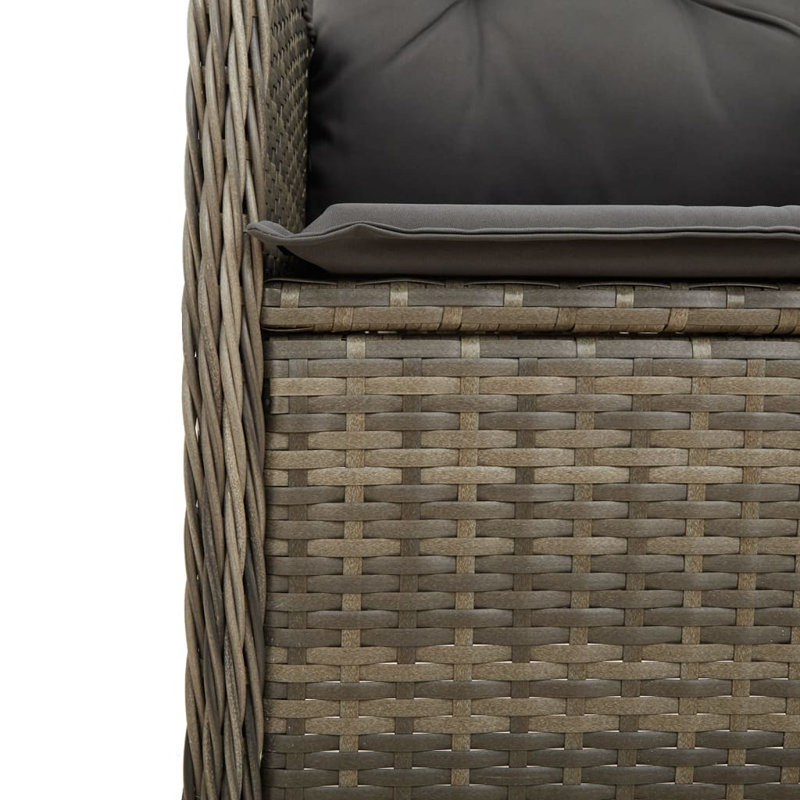 Ensemble de 2 chaises de jardin inclinables PE en rotin régulier, Gris, Gris