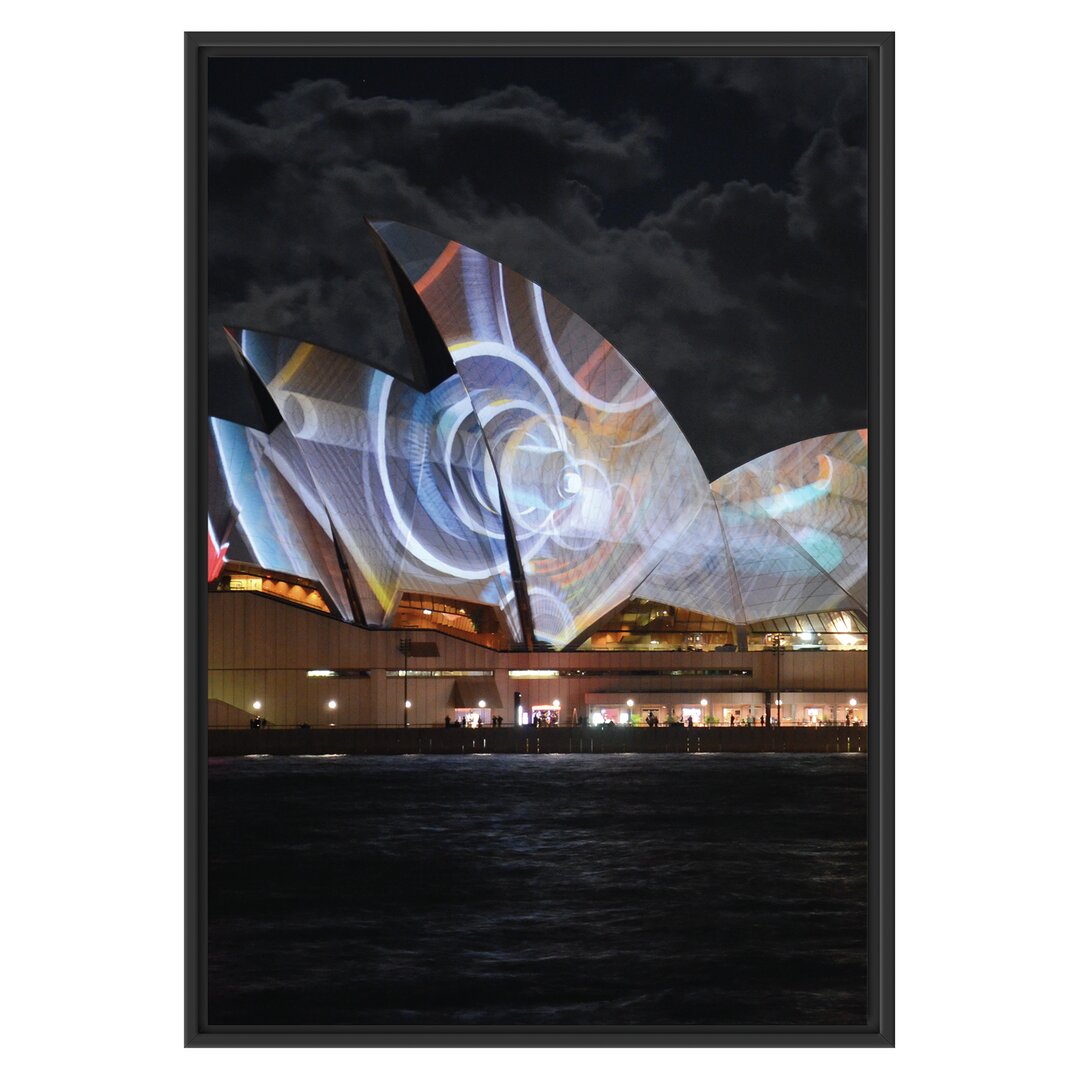 Gerahmtes Wandbild Sydney Opera House Lichter