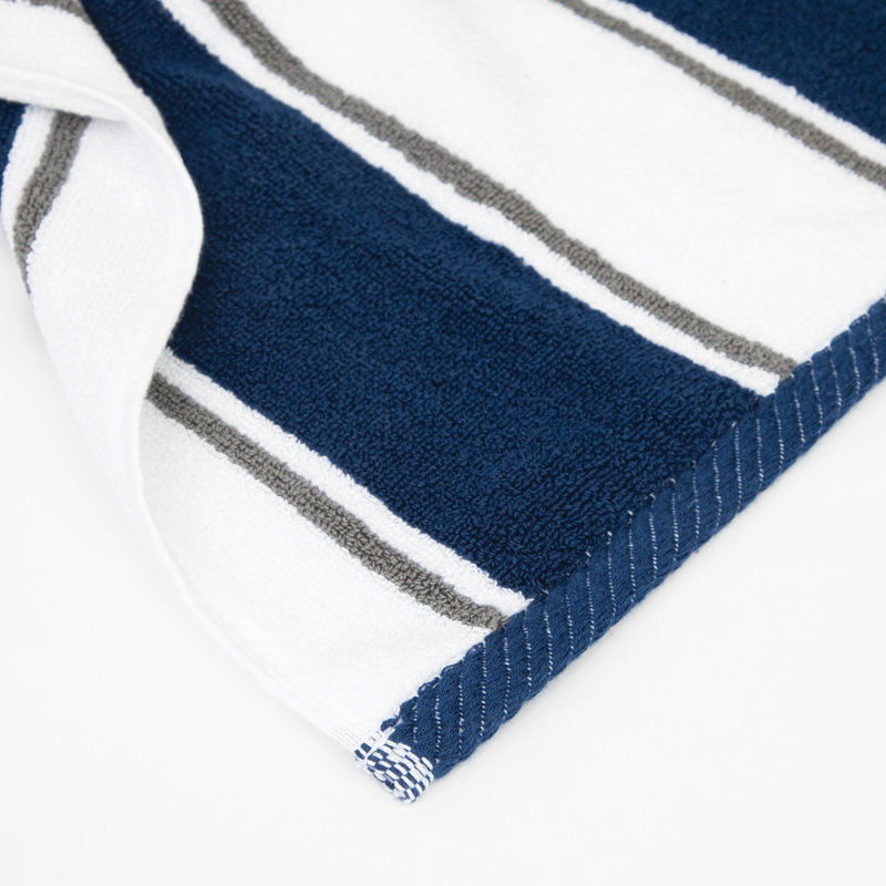 Navy and Grey Pinstriped Cotton Beach Towel 35x70