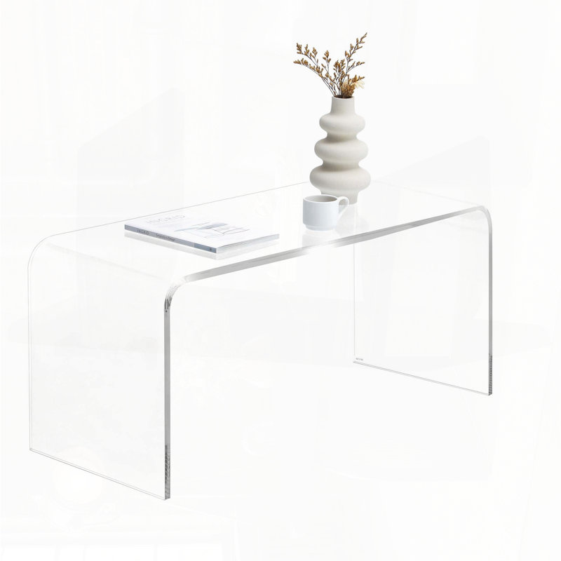 Table basse à cascade en acrylique avec plateau transparent d'une épaisseur de 15 mm (39,25 po)