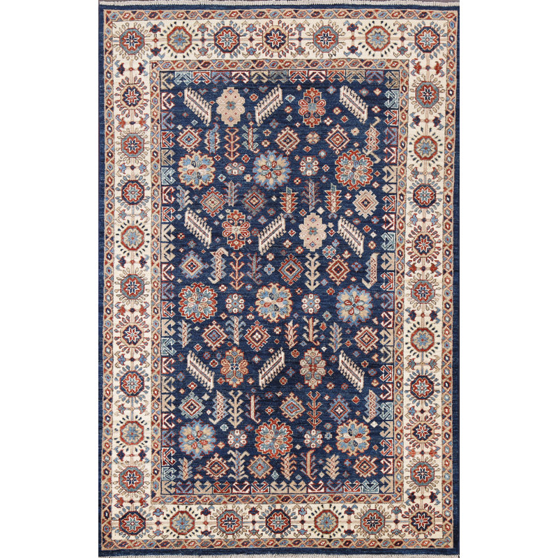Tapis oriental à teinture végétale Ziegler noué à la main 4 x 6