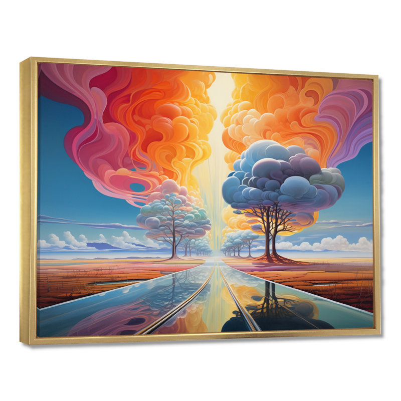 Arbre champêtre éthéré champêtre - paysage abstrait, art mural, Gold Floater Framed, 30" H x 40" W