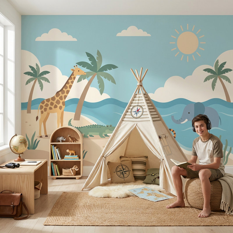 Papier peint Tropical Beach, 100 po x 96 po, Non tissé