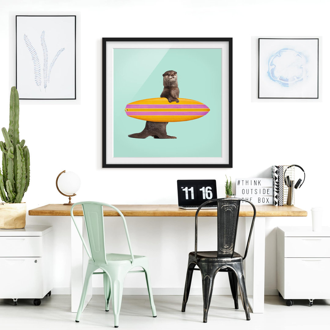 Picture With Frame - Jonas Loose - Otter With Surfboard - Square 1:1 - B