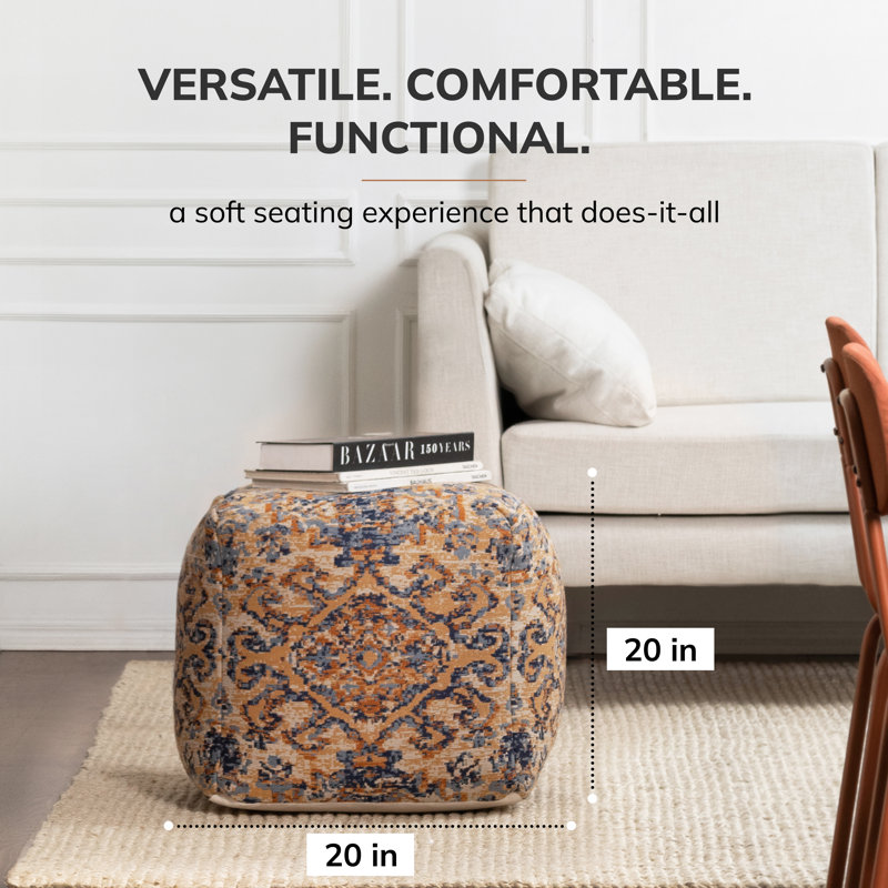 Glaspy 20" X 20" X 20" Multicolor Pouf, Orange