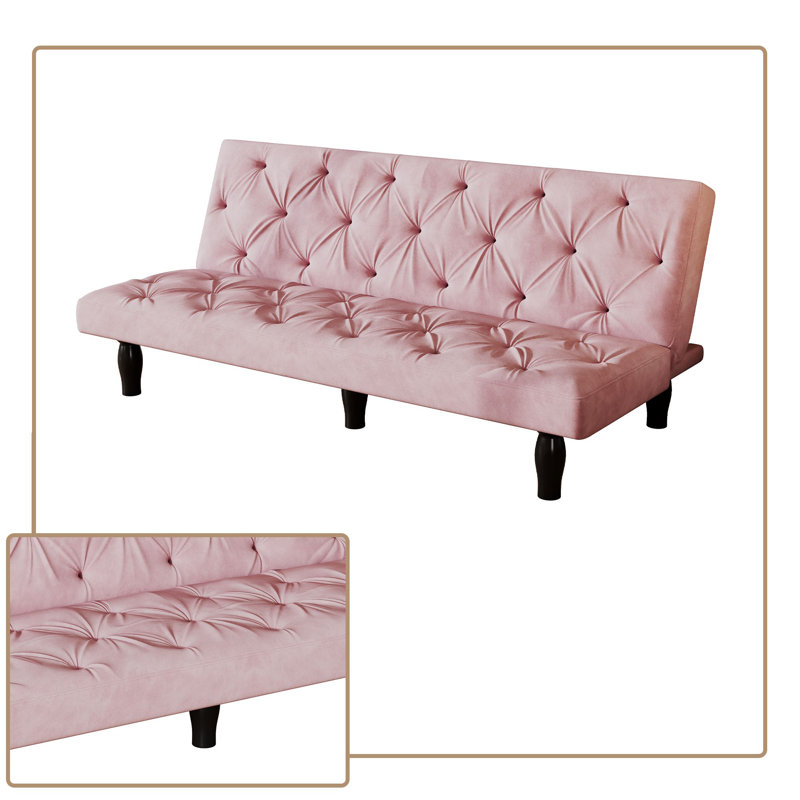 Canapé-lit de futon réglable avec éponge haute densité, Rose