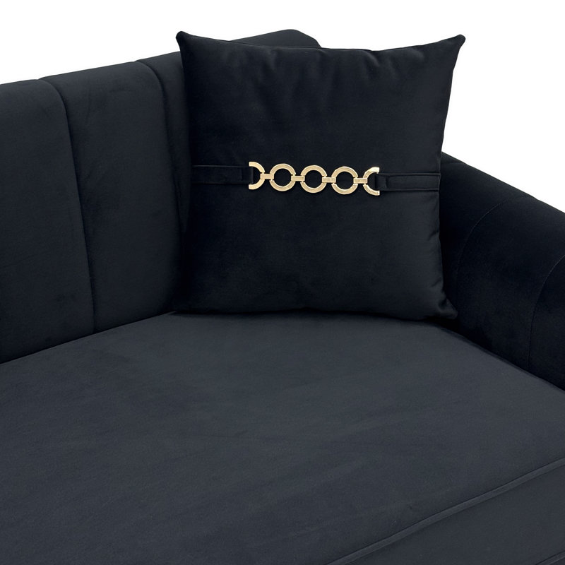 87.6'' Upholstered Sofa, Black