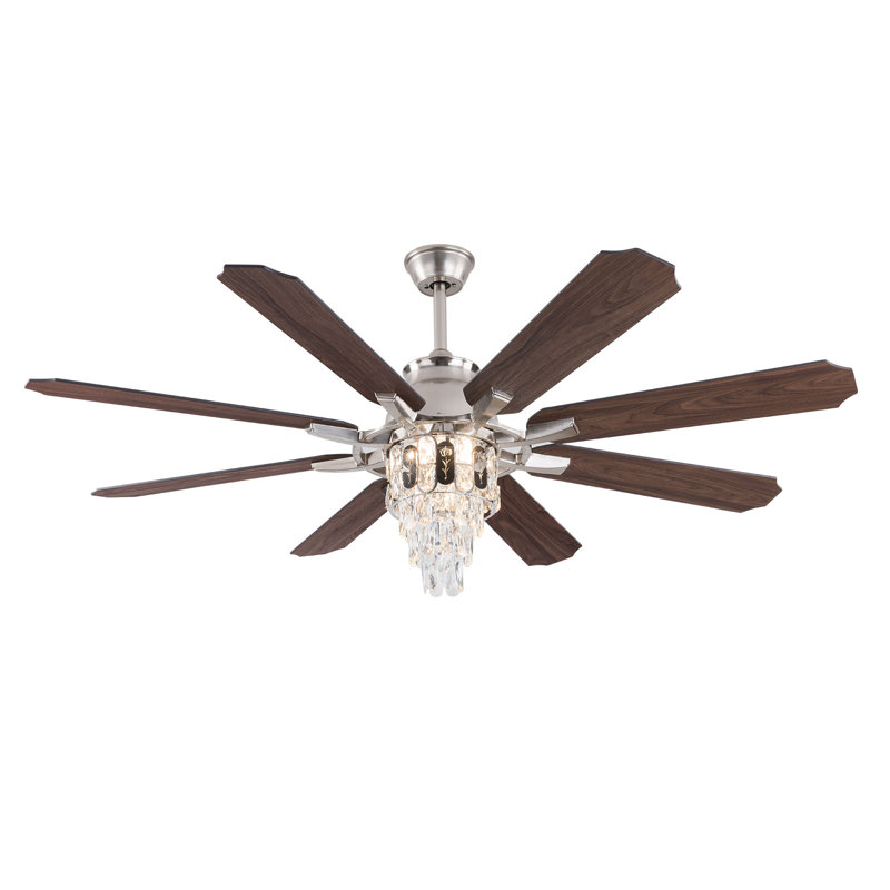 60 Inch 8 Blades Retro Ceiling Fan Light With Remote Control and Timing Function 6 Speeds