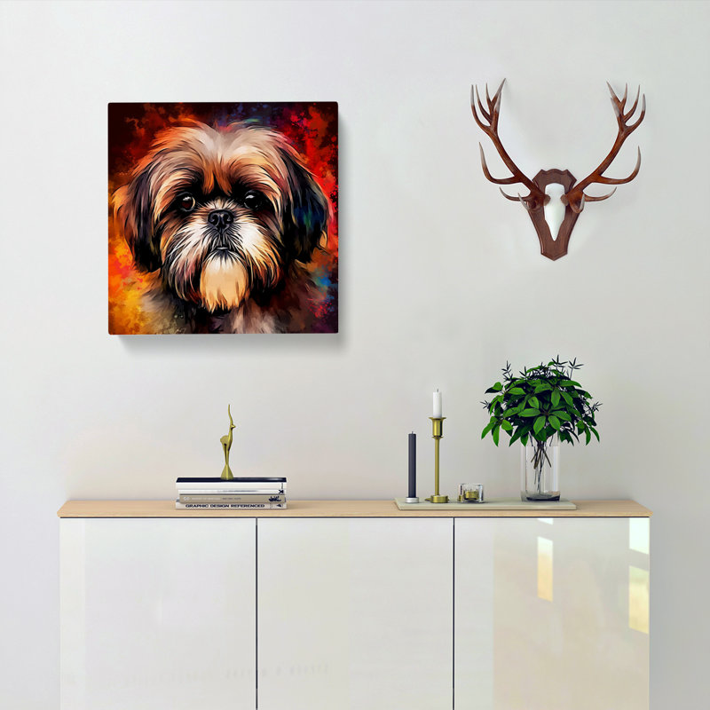 Shih Tzu Digital Art No.3 - Wrapped Canvas, 35cm H x 35cm W