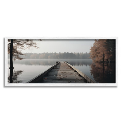 Woodland Lake Dock by Ray Powers Wrapped Canvas Print